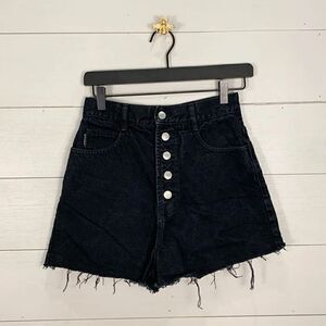 Vintage bongo black denim cut off high waist jeans shorts women’s size 5 cotton